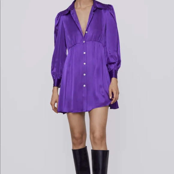 Satin effect shirt dress - Picture 11 of 11